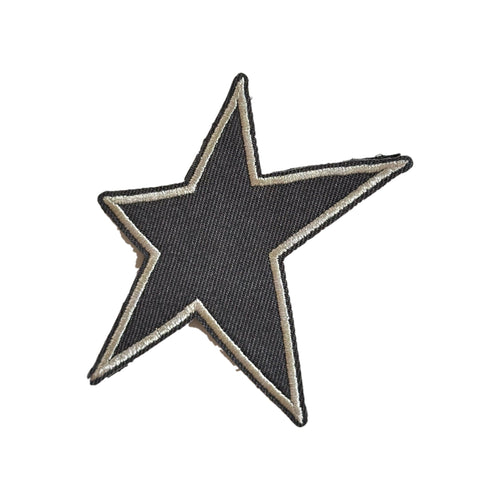 Patch brodé étoile beige et noire à dos velcro pour hoodie, bonnet et casquette MUZO