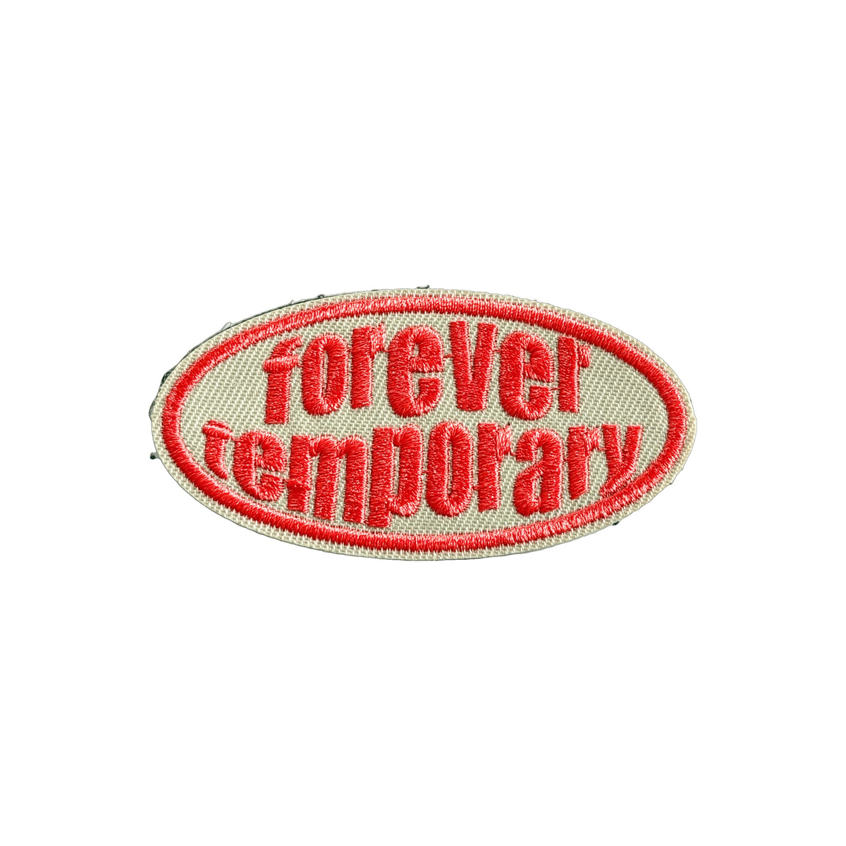 Patch brodé « Forever Temporary » à dos velcro pour casquette MUZO