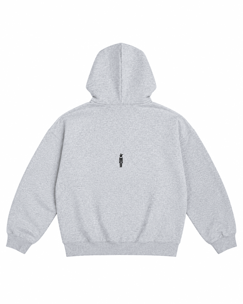 JOY HOODIE MUZO gris chiné, vue de dos