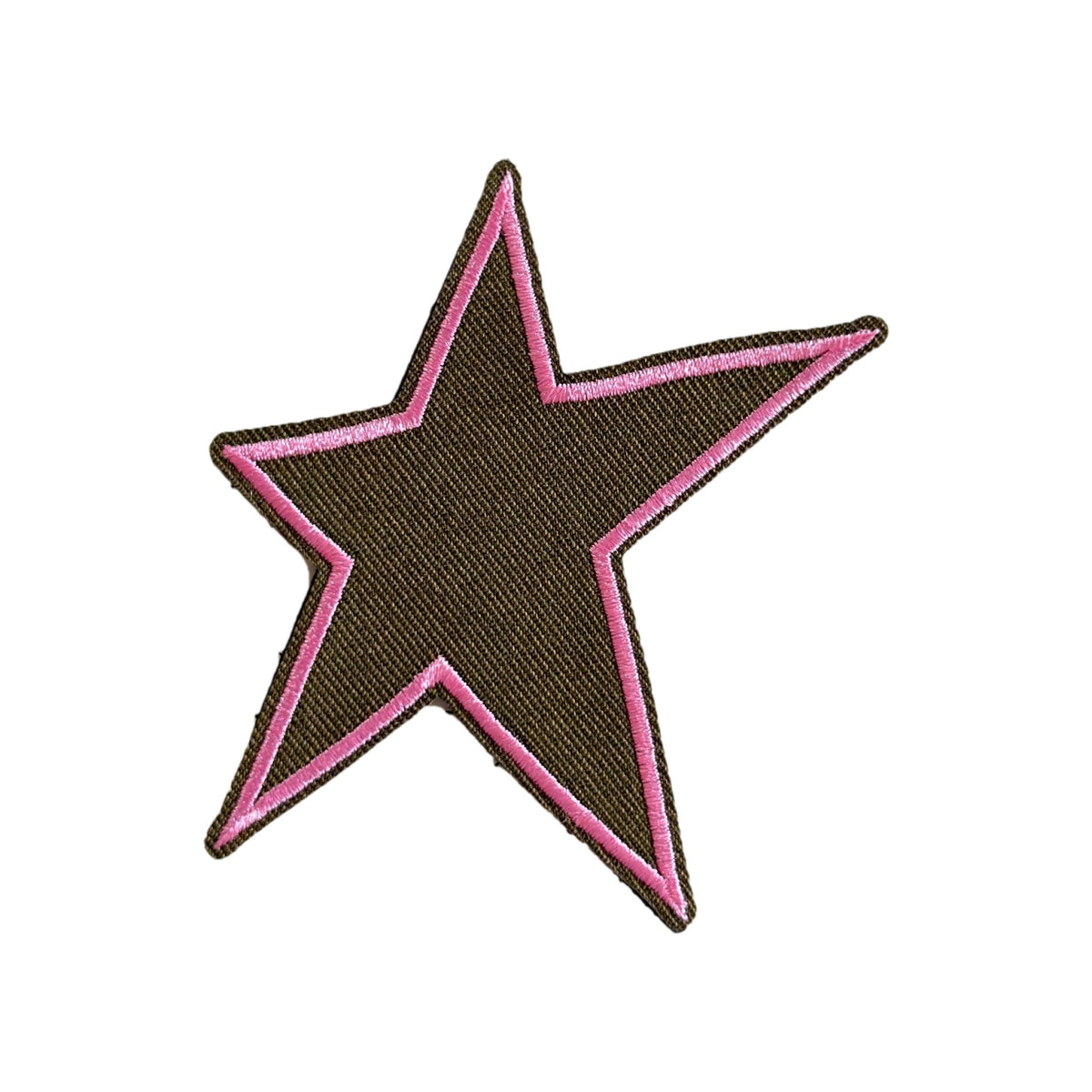 Patch brodé étoile rose et kaki à dos velcro pour hoodie, bonnet et casquette MUZO