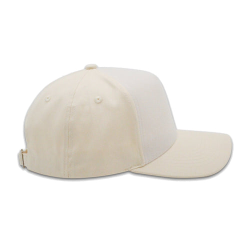 Casquette MUZO beige à façade velcro, vue de profil